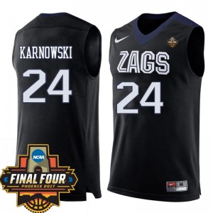 #24 Przemek Karnowski Gonzaga Bulldogs Jersey Black Final Four Patch Basketball 