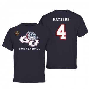 Gonzaga Bulldogs Jordan Mathews #4 2017 Final Four Patch Name And Number Basketball T-shirt - Black