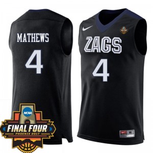 Jordan Mathews Gonzaga Bulldogs Jersey Black #4 Basketball Final Four Patch 