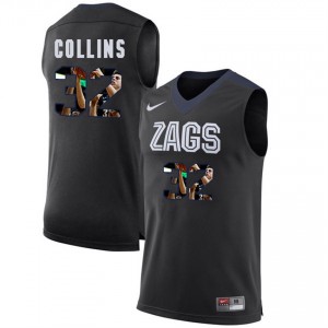 with Player Pictorial Men's Black Basketball #32 Zach Collins Gonzaga Bulldogs Jersey