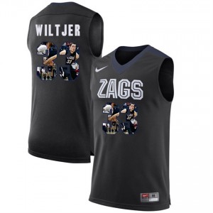 #33 Men's Kyle Wiltjer Gonzaga Bulldogs Jersey Black with Player Pictorial Basketball 