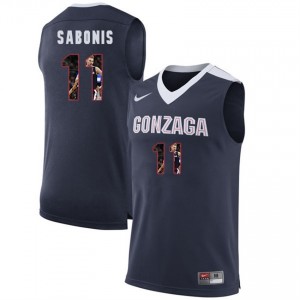 #11 Domantas Sabonis Dark Blue Men's with Player Pictorial Basketball Gonzaga Bulldogs Jersey