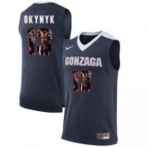 Gonzaga Bulldogs Kelly Olynyk #13 Men's with Player Pictorial Basketball Jersey - Dark Blue