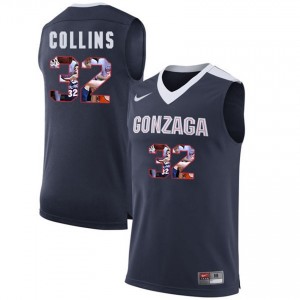 S-3XL Basketball Zach Collins Gonzaga Bulldogs #32 Men's Dark Blue with Player Pictorial Jersey