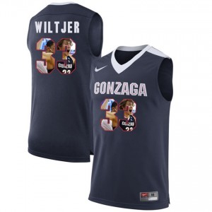 with Player Pictorial Men's Dark Blue Basketball #33 Kyle Wiltjer Gonzaga Bulldogs Jersey