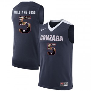 Men's Gonzaga Bulldogs #5 Nigel Williams-Goss Dark Blue with Player Pictorial Basketball Jersey