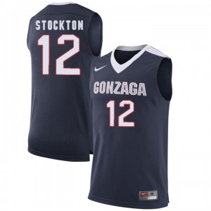 #12 Men's David Stockton Gonzaga Bulldogs Jersey Limited Navy College Basketball 
