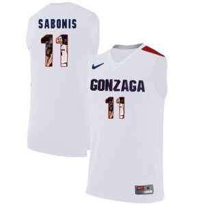 Men's Domantas Sabonis Gonzaga Bulldogs Jersey White #11 Basketball with Player Pictorial 
