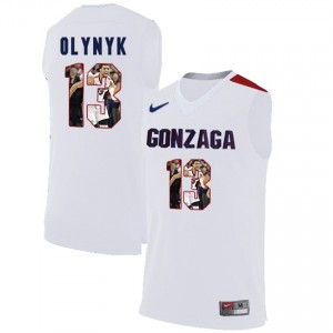 #13 Kelly Olynyk White Men's with Player Pictorial Basketball Gonzaga Bulldogs Jersey