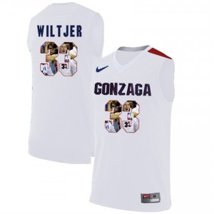 Men's Kyle Wiltjer Gonzaga Bulldogs Jersey White #33 Basketball with Player Pictorial 