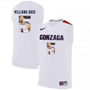 #5 Men's Nigel Williams-Goss Gonzaga Bulldogs Jersey White with Player Pictorial Basketball 