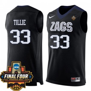 Gonzaga Bulldogs Killian Tillie #33 Youth 2017 Final Four Team Basketball Jersey - Black