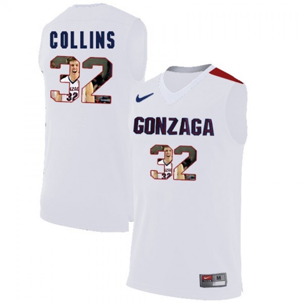Men S Gonzaga Bulldogs 32 Zach Collins White With Player