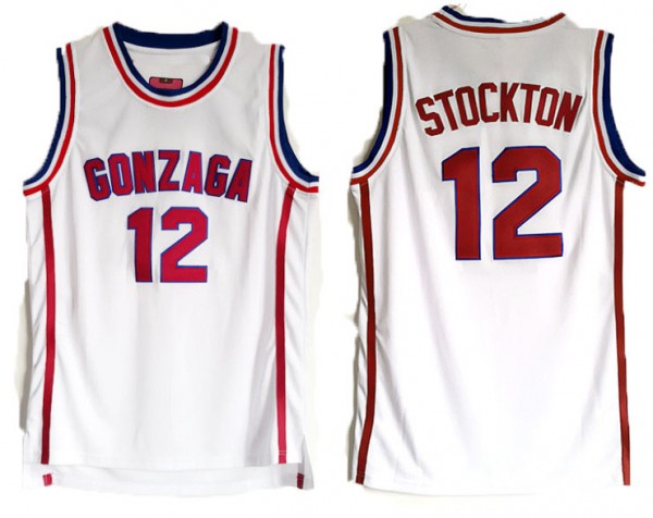 Top Players College Basketball Jerseys Men's #12 John Stockton Jersey Gonzaga Bulldogs Blue